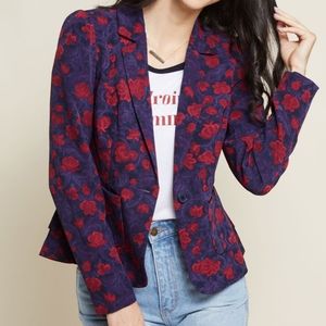 Modcloth Floral Navy Stargazing Splendor Blazer